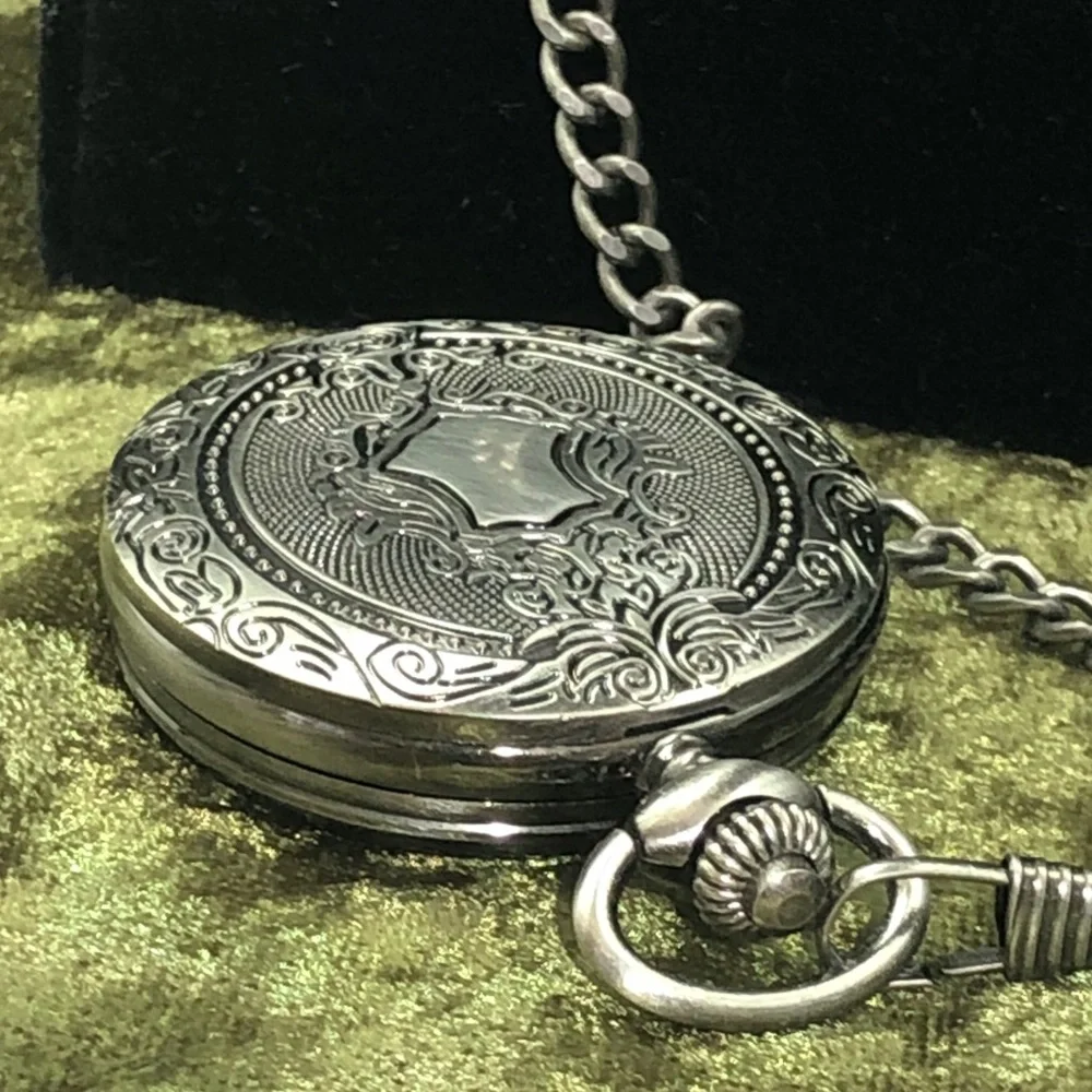 Silver Tone Pocket Watch with Chain - Chicago NWOT